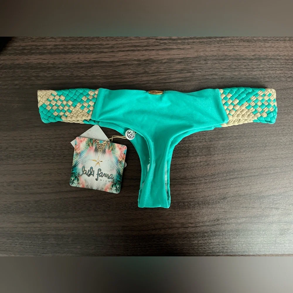 New $90 Luli Fama Sexy Siren Champagne Sparkle Tiny Bottom Swim Bottom Size XS - Picture 3 of 7